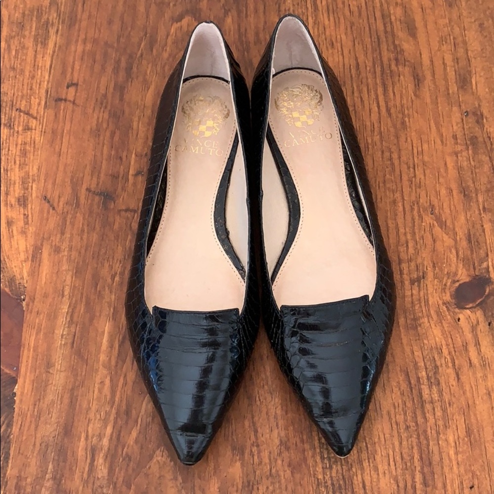 Vince Camuto | Black Faux-Reptile Flats